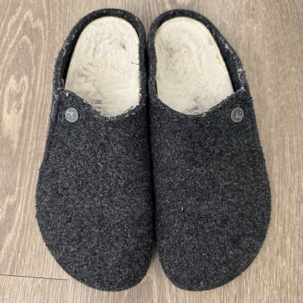 Birkenstock Zermatt Shearling Lined Clogs Felt Slippers Unisex 42 Dark Grey